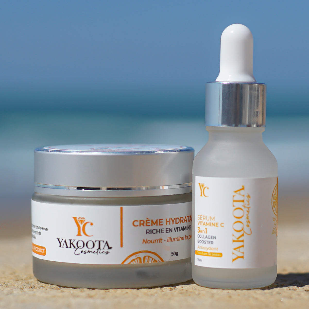 Kit Soins Éclaircissants Vitamine C Visage & Corps - Crèmes Anti-Imperfections Naturelles